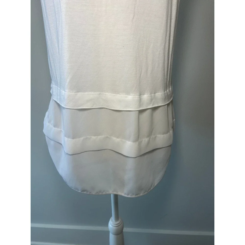 Michael Kors Tank Top Womens M White Tiered Layered Hem Sleeveless Logo Knit